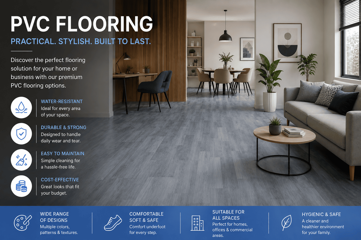 Premium PVC Flooring Solutions for Homes and Commercial Spaces