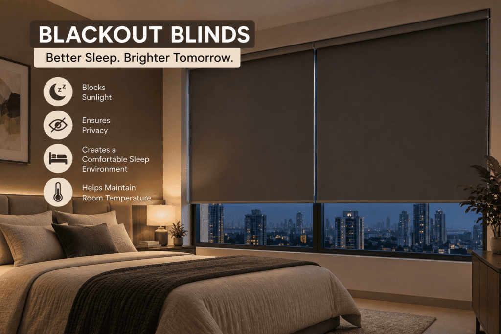 Blackout blinds for a Mumbai bedroom