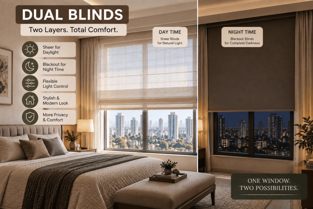 Dual blinds for day and night light control