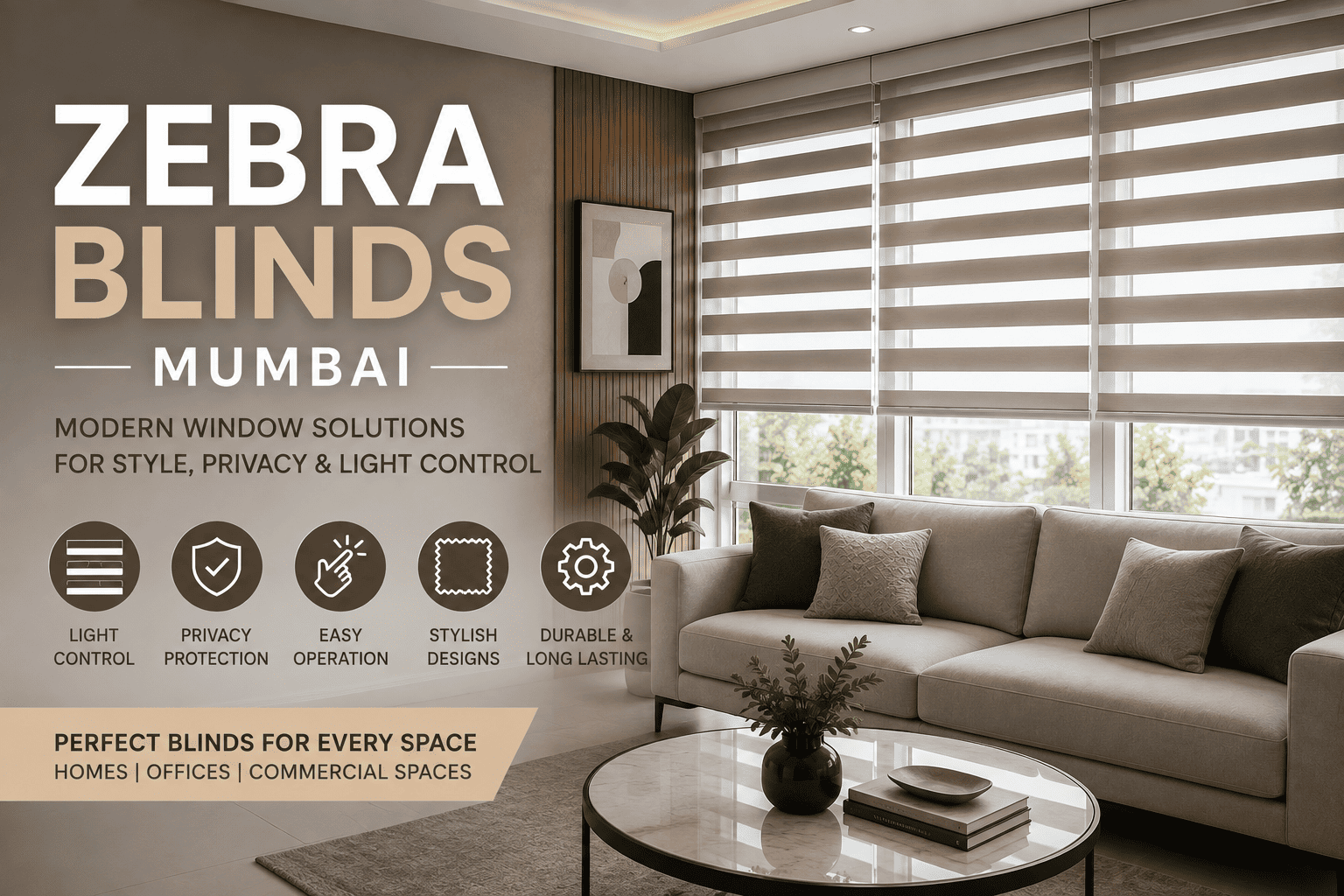 Zebra Blinds Mumbai | Modern Window Blinds | Delta Interiors