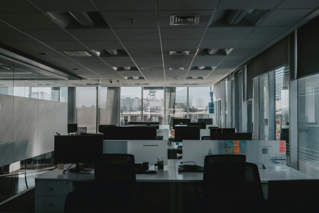 wooden blinds office windows