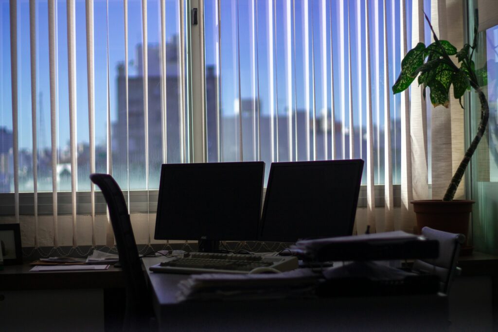 Zebra blinds in a modern office