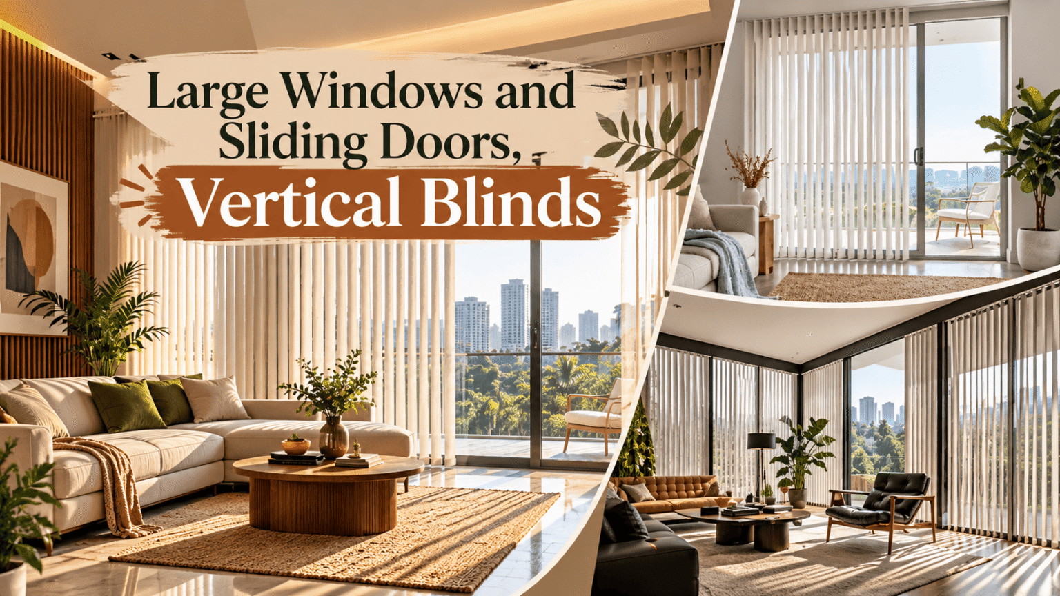 large windows and sliding doors, vertical blinds