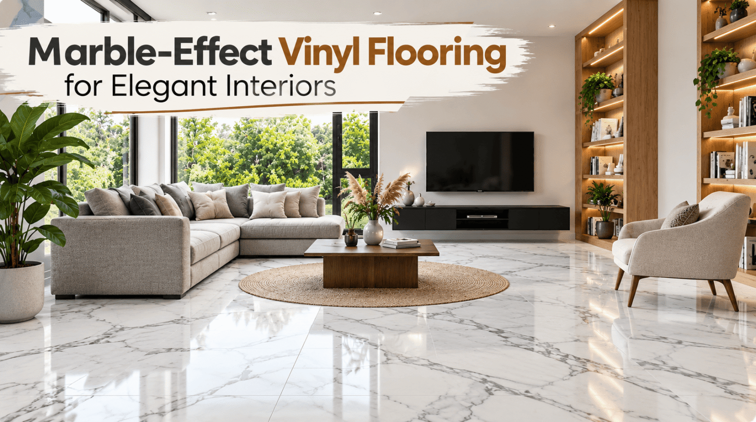 Marble-Effect Vinyl Flooring for Elegant Interiors